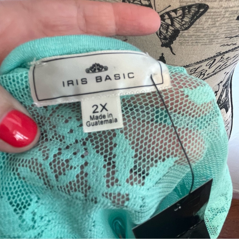 Iris Basic Mint Ruffle Tie-Front Blouse - Picture 5 of 5